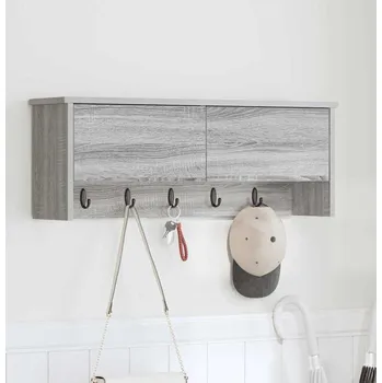Věšák vidaXL Nástěnný věšák na kabáty s policí Šedá sonoma 80 x 20 x 30 cm [874344]