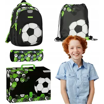 Set školních potřeb Wyprawka mini dla dziecka zestaw plecak szkolny z piłką nożną tornister dla chłopaka duży plecak piłka nożna piórnik dla chłopca worek na wf szkolne komplet do szkoły z plecakiem plecaki dla chłopakó piórnik worek na ubrania szkolne zestawy chłopięca wypr