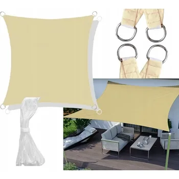 Krycí plachta Sluneční plachta zahradní voděodolná 3x3 m béžová pevná markýza