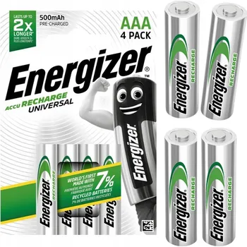Článková baterie Nabíjecí Baterie Energizer AAA (R3) 501 mAh nikl-metalhydridové (NiMH) 4 ks