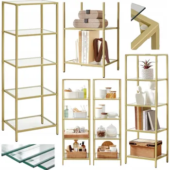 Knihovna Regál Songmics 40 cm x 124,5 cm x 30 cm, zlatý