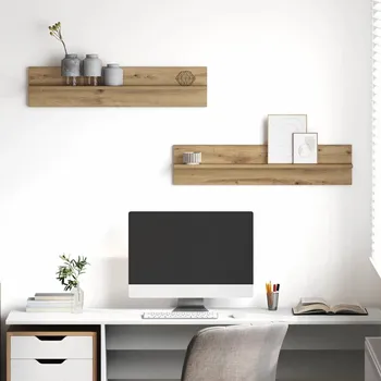 police vidaXL Nástěnná polička 2 pcs Artisanový dub 80 x 11,5 x 18 cm [875189]