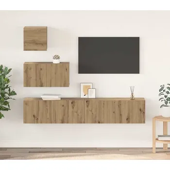 Obývací stěna vidaXL Sestava TV skříněk 4 pcs Artisanový dub kompozitní dřevo [3393437]