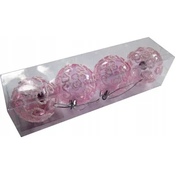 Vánoční dekorace Vánoční Baňky průhledné RŮŽOVÉ 6 cm. Balení 4 ks.