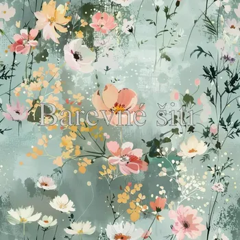 Úplet, Něžné kvítí na zelenkavé (E) (Top kvalitní úplet Bella digitisk)