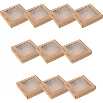 Dárková krabička Kartonová krabice s okénkem 15x15x5 cm pro balení mýdla, vosku x10 dárek