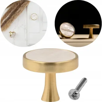 Nábytkové kování NÁBYTKOVÁ ÚCHYTKA KNOFLÍK NA NÁBYTEK ZLATÝ 23mm KULATÝ PRO SKŘÍŇKY ZÁSUVKY