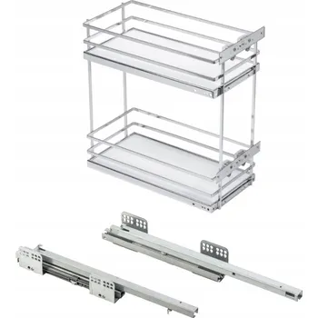 Nábytkové kování SPODNÍ CARGO KOŠ MOVIX PRO 300 S PEVNÝM DNEM 30 CM S TLUMENÍM DOVÍRÁNÍ BÍLÁ/CHROM