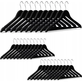 Věšák Dřevěné věšáky na oblečení 30 ks, černé, silné