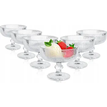 Sklenice Poháry LINIE skleněné na nožce na zmrzlinu na dezerty zmrzlina dezerty 270 ml