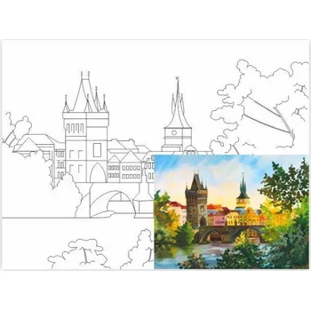 Praha - Omalovánka na plátně