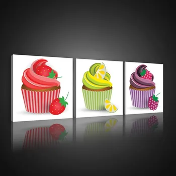 Obraz Postershop Obraz na plátne: Cupcakes - set 3ks 25x25cm