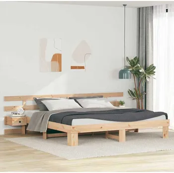 Postel vidaXL Rám postele s čelo Hnědá 200 x 200 cm Masivní borové dřevo [3385676]