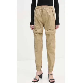 Dámské kalhoty Kalhoty Diesel P-RIDE dámské, béžová barva, high waist, A14539.0SKAM 02X, vel. 36