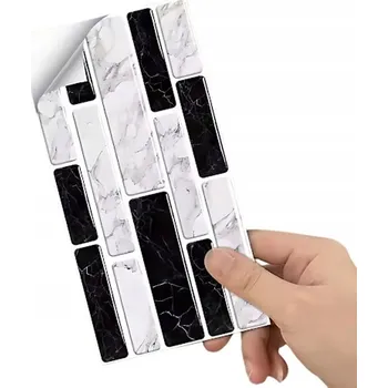 Tapeta 3D Dlaždicová Samolepící Tapeta 24ks - Bílá / Černá KP-36856