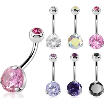 Piercing Piercing do pupíku s kamínkem v různých barvách BNRDZ8JB (Piercing do pupíku z chirurgické oceli s kamínkem v různých barvách BNRDZ8JB)