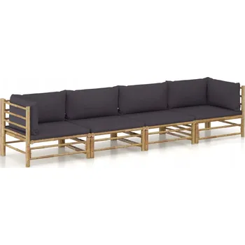 Bambusová zahradní souprava VidaXL, šedá, 4 díly