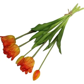 umělá květina Kytice Tulipán tulipány x5 gumová silikonová 47 cm jz