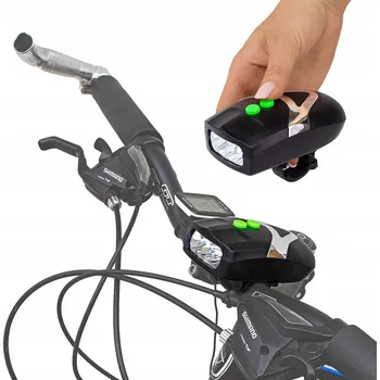 Cyklosvítilna Osvětlení na kolo Be-active.pl Světlo na kolo, svítilna na řidítka s klaksonem 200 lm, baterie