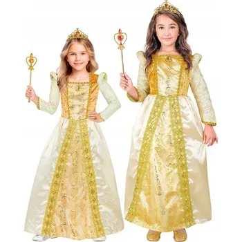Karnevalový kostým KOSTÝM KRÁLOVNA PRINCEZNA STŘEDOVĚKÁ DÁMA PRO DÍVKY PŘEVLEK 116