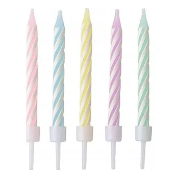 Dortová svíčka Narozeninové svíčky na dort barevné dekorace pastelové 6cm 24ks