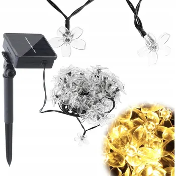 Venkovní osvětlení Solární zahradní světla, květiny, 7 m, 50 LED, teplá bílá