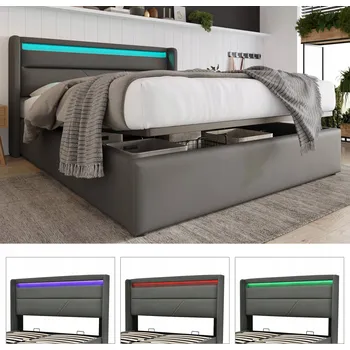 Postel Dřevěná manželská postel Arhatreya 160x200 cm šedá