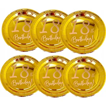Talíř PAPÍROVÉ TALÍŘKY ZLATÉ K 18. NAROZENINÁM SADA EKOLOGICKÝCH TALÍŘŮ 6 Ks.