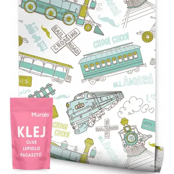 Fototapeta Tapeta Barevné parníky RETRO Nápisy pro chlapce