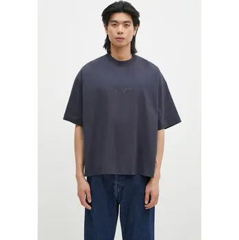 Pánské tričko Bavlněné tričko VETEMENTS Oval Logo Cropped Boxy, L, námořnická modř, 59X