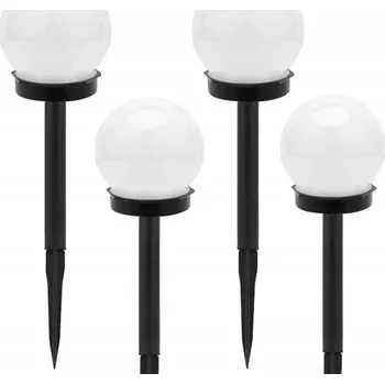 Venkovní osvětlení 4x SOLÁRNÍ ZAHRADNÍ LAMPA KOULE BÍLÁ ZAPICHOVACÍ 10 CM