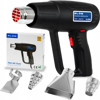 Horkovzdušná pistole HORKOVZDUŠNÁ PISTOLE ELEKTRICKÁ 2000W REGULACE 230V 2 RYCHLOSTI 100-600°C VÝKONNÁ + 4 TRYSKY