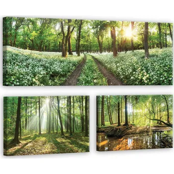 Obraz Postershop Obraz na plátne: Cesta lesem - set 1ks 80x30 cm a 3ks 37,5x24,8 cm