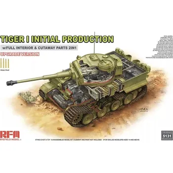 Plastikový model Ryefield model 1/35 Pz.Kpfw. VI Ausf. E Tiger I Initial Production Upgrade Edition w/Full Interior & Cutaway Parts