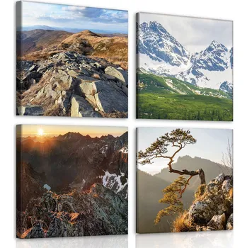 Obraz Postershop Obraz na plátne: Výhledy na hory (1) - set 4ks 25x25cm
