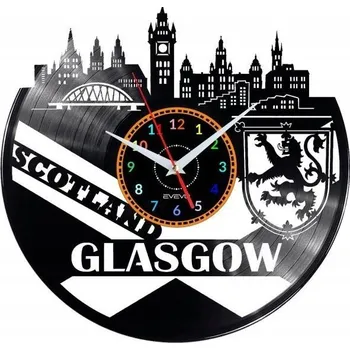Hodiny SKOTSKO GLASGOW NÁSTĚNNÉ HODINY DEKORATIVNÍ MODERNÍ VINYLOVÁ DESKA