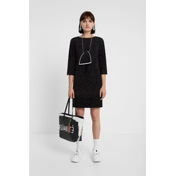 Dámské šaty DESIGUAL ČERNÉ ŠATY S 3/4 RUKÁVEM (36)