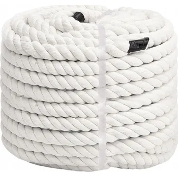 Lano BAVLNĚNÉ LANO točené lodní silné bílé dekorativní 18mm 20m