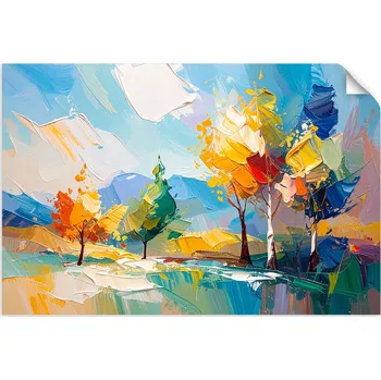 Obraz PLAKÁT do LOŽNICE OBÝVÁKU Barevná Krajina Stromy Les 150x100