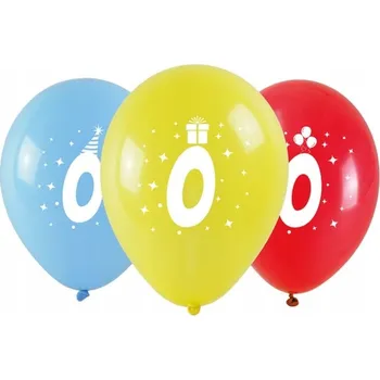 BALÓNKY s potiskem ČÍSLICE 0 číslice BAREVNÉ mix x3