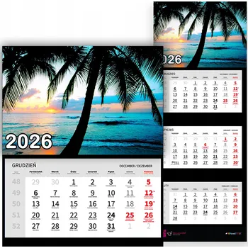 Kalendář Nástěnný Kalendář Trojdílný 2026 SLUNEČNÁ KRAJINA Do Kanceláře Dárek Vzory