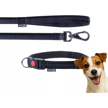 Obojek pro psa Vodítko + obojek Soft Style Happet černá reflexní barva M 1.