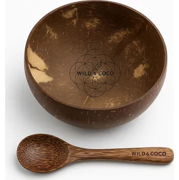 Příbor Balíček - Kokosová miska s posvátnou geometrií a bambusová lžička