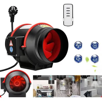Domácí ventilátor POTRUBNÍ VENTILÁTOR DVOURYCHLOSTNÍ S DÁLKOVÝM OVLÁDÁNÍM PRO VĚTRÁNÍ KUCHYNĚ SKLEPA