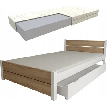 Postel Jednolůžková dřevěná postel EcoBeds 90x200 bílá, dub sonoma