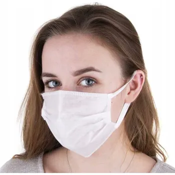 rouška 50x Ochranná rouška, obličejová maska Na Jedno Použití 3vrstvá z netkané textilie, bílá