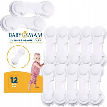 Obraz POJISTKY ZÁMKŮ ZÁSUVEK SKŘÍNÍ BLOKÁDA NÁBYTKU ZÁPADKA 12 Ks BABYMAM