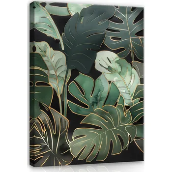 Obraz OBRAZ ZELENÉ LISTY MONSTERA NA PLÁTNĚ NA ZEĎ DO LOŽNICE OBÝVÁKU 40x30