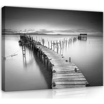 Obraz Postershop Obraz na plátne: Drevené molo (cernobílé) - 80x60 cm