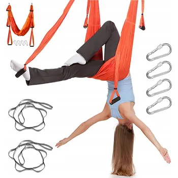 Zahradní nábytek HAMAKA NA JÓGU ŠÁTEK AIR JÓGA HOUPAČKA 6 ÚCHYTŮ NOSNOST 200 KG